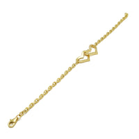 Double Heart Bracelet CZ (14K) Yellow Gold, Popular Jewelry