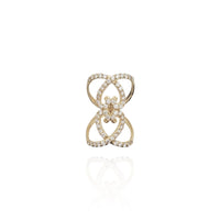Stoneset Orbiting Heart Long Finger Ring (14K)