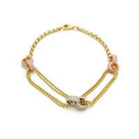 Double Interlocking Bracelet (14K) Yellow Gold, White Gold, Rose Gold, Popular Jewelry