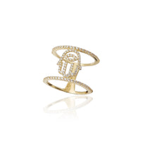 Double Stack Hamsa Fancy Ring (14K)