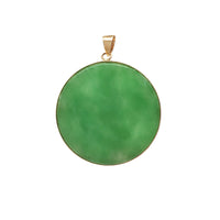 Round Greek Key Dragon Jade Pendant (14K)