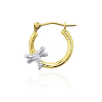 Two-Tone Dragonfly Hoop Earrings (14K)