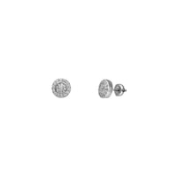 Zirconia Bezel Round & Baguettes Stud Earrings (Silver)