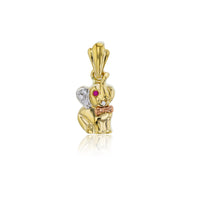 Tricolor CZ Elephant Pendant (14K)