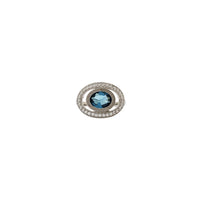 Halo Bezel Set Blue Stone Ring (SILVER
