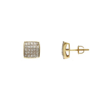 Diamond Invisible-Set Square Stud Earrings (14K)