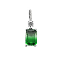 Emerald Cut Green CZ Pendant (Silver) Popular Jewelry New York