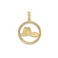 Fireman Helmet in Disk Pendant (14K)