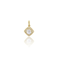 Yellow Gold Milgrain Micropave CZ Pendant (14K)