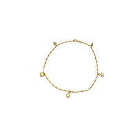 Dainty Charm Figaro Anklet Bracelet (14K).