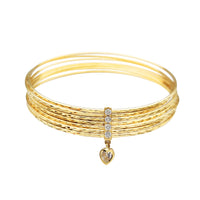 Faceted Cuts Heart Charm Semanario Bracelet (14K) Popular Jewelry New York