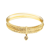 Heart Charm Diamond-Cut Semanario Bracelet (14K)