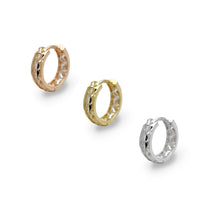 Faceted Cut Channel Setting Huggie Earrings (14K) Popular Jewelry New York