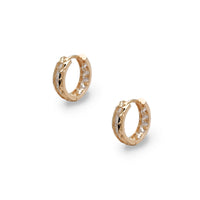 Faceted Cut Channel Setting Huggie Earrings Rose Gold (14K) Popular Jewelry New York