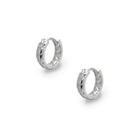 Faceted Cut Channel Setting Huggie Earrings White Gold (14K) Popular Jewelry New York