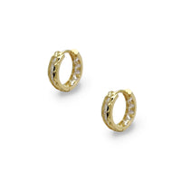 Faceted Cut Channel Setting Huggie Earrings Yellow Gold (14K) Popular Jewelry New York