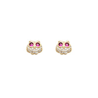 Fat Owl CZ Stud Earrings (14K)