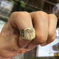 Custom Palm Tree Signet Ring (Rounded Square) 14K