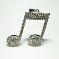 Iced-Out Musical Eighth Notes Pendant (Silver)