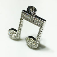 Iced-Out Musical Eighth Notes Pendant (Silver)