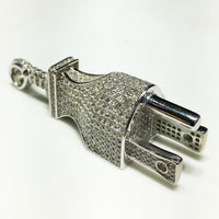 Iced-Out Plug (NEMA 5-15 Type-B) Pendant Silver - Popular Jewelry