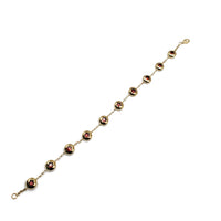 Flower Imprint Gemstone Beaded Bracelet (14K).