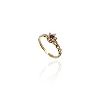 Heart Braid Accent CZ Flower Ring (14K)