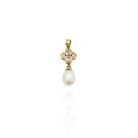 Flower Pearl Drop CZ Pendant (14K)