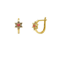 Flower CZ Huggie Earrings (14K).