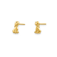 Glossy Sitting Puppy Dog Stud Earrings (14K)