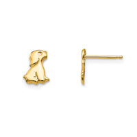 Glossy Sitting Puppy Dog Stud Earrings (14K)