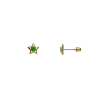 Zirconia Outlined Star Stud Earrings (14K)