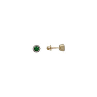 Diamond Emerald Round Stud Earrings (14K)