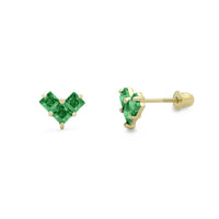 Geometric Green Heart Stud Earrings (14K) Popular Jewelry New York