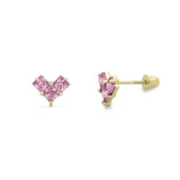 Geometric Pink Heart Stud Earrings (14K) Popular Jewelry New York