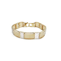 Two-Tone Greek Key Panel & Bar Bracelet (14K)