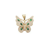 Stoneset Green Droplet Butterfly Pendant (14K)