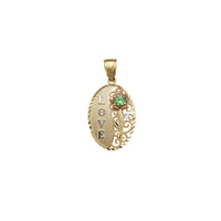 Zirconia Birthstone Love & Flower Oval Pendant (14K)