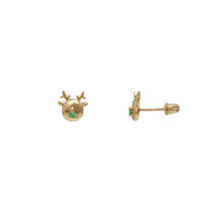 Zirconia Deer Head Stud Earrings (14K)