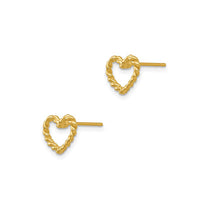 Rope Textured Outline Heart Stud Earrings (14K)