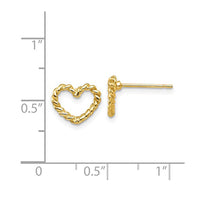 Rope Textured Outline Heart Stud Earrings (14K)
