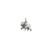 3-D Antique-Finish Lion Leo Pendant (Silver)