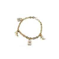 Heart Lock & Heel Charm Bracelet (14K).