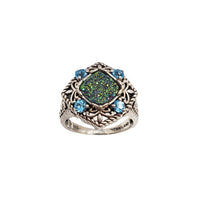 Antique-Finish Blue Stones Ring (Silver)