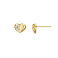 Half Open Heart CZ Stud Earrings (14K)