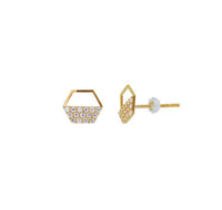 Half Open Hexagon Earrings (14K)