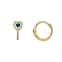 Halo Purple Heart Stone-Set U Shape Huggie Earring (14K)