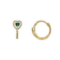 Halo Purple Heart Stone-Set U Shape Huggie Earring (14K)