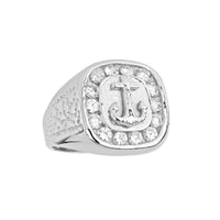 Halo Nautical Anchor Men's Ring (Silver) Popular Jewelry New York