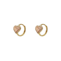 Halo Stone-Set Heart Faceted Huggie Earrings (14K) Popular Jewelry New York
